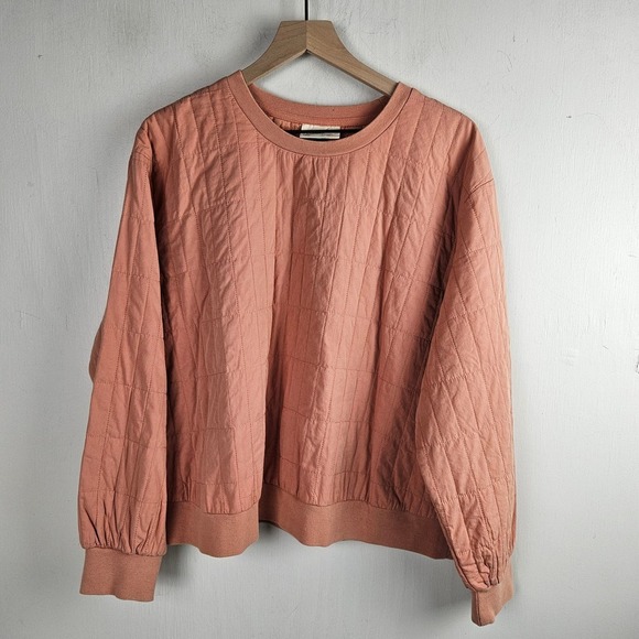 NEW Universal‎ Thread Quilted Sweatshirt XXL Terra Cotta Coral Top Pullover NWT - Picture 1 of 7